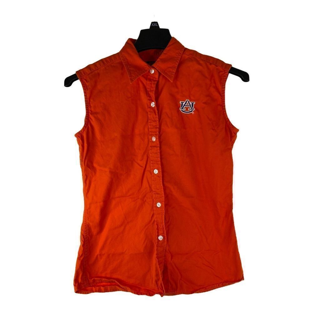 College Classics Womens Small Orange Button Front Sleeveless Shirt AU Football